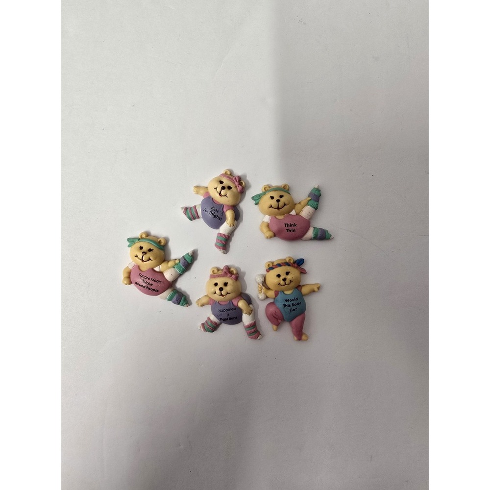 Vintage Russ Berrie Teddy Bear Exercising Magnets